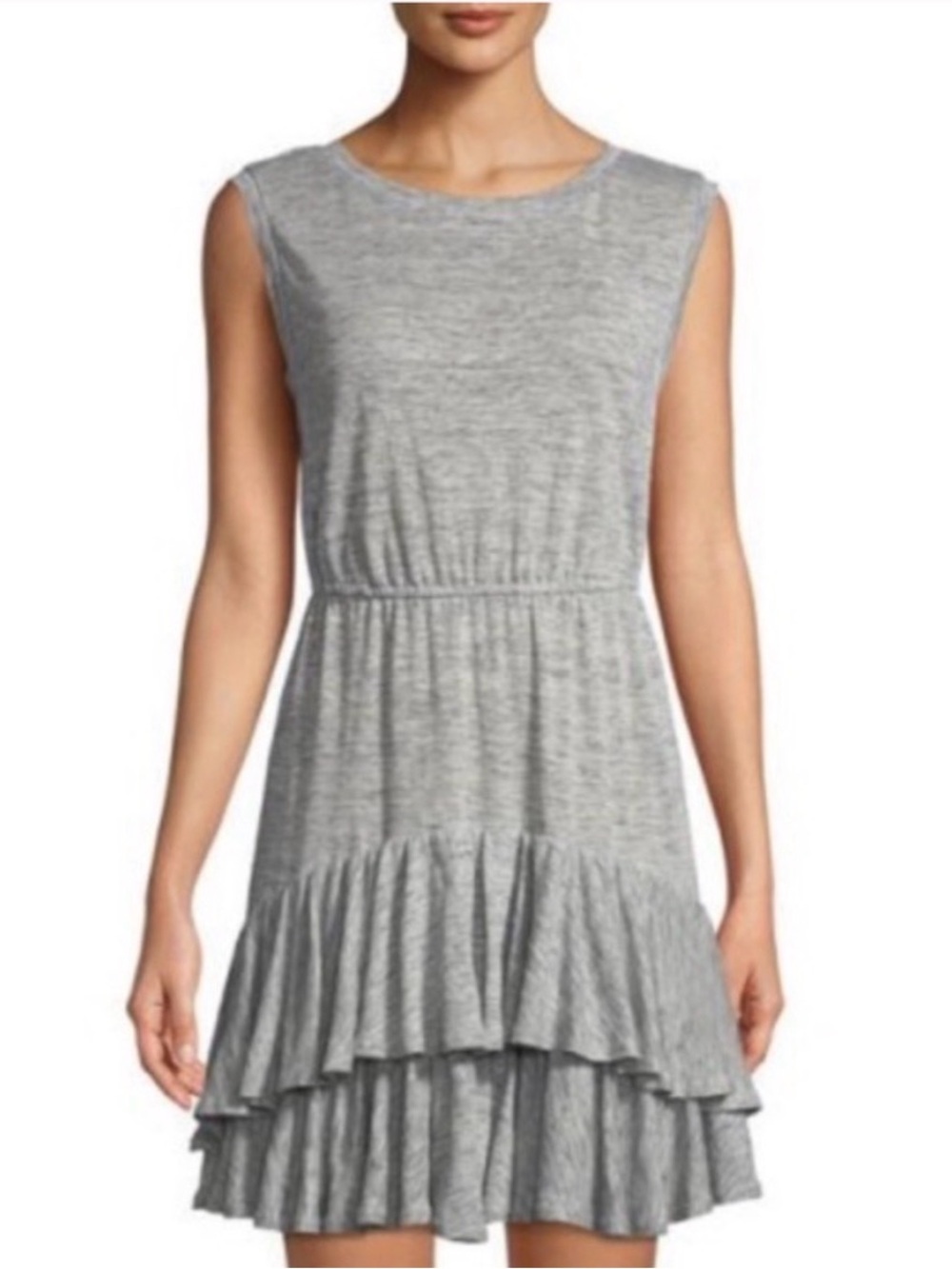 Rebecca Taylor Grey Linen Ruffle Dress